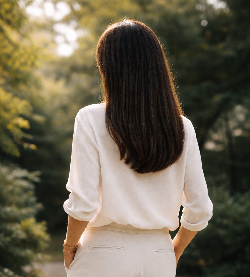 Femme élégante dans un jardin Femme élégante dans un jardin